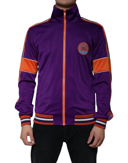 Suéter morado de poliéster con cremallera completa y manga larga