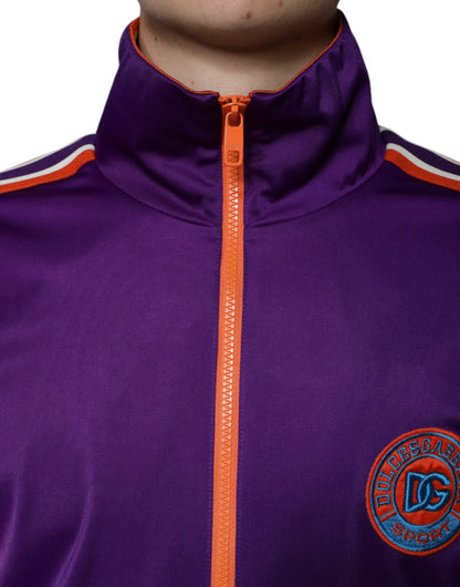 Suéter morado de poliéster con cremallera completa y manga larga