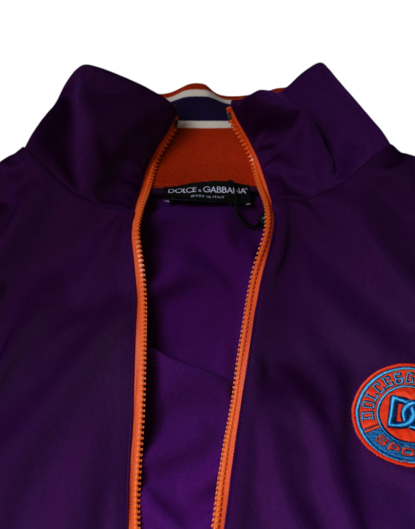 Suéter morado de poliéster con cremallera completa y manga larga