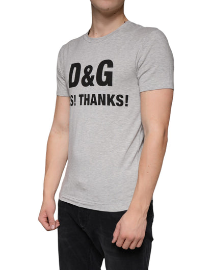 Camiseta de manga corta con cuello redondo y estampado de logotipo gris