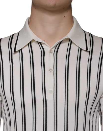 Camiseta polo de manga corta con rayas blancas y negras