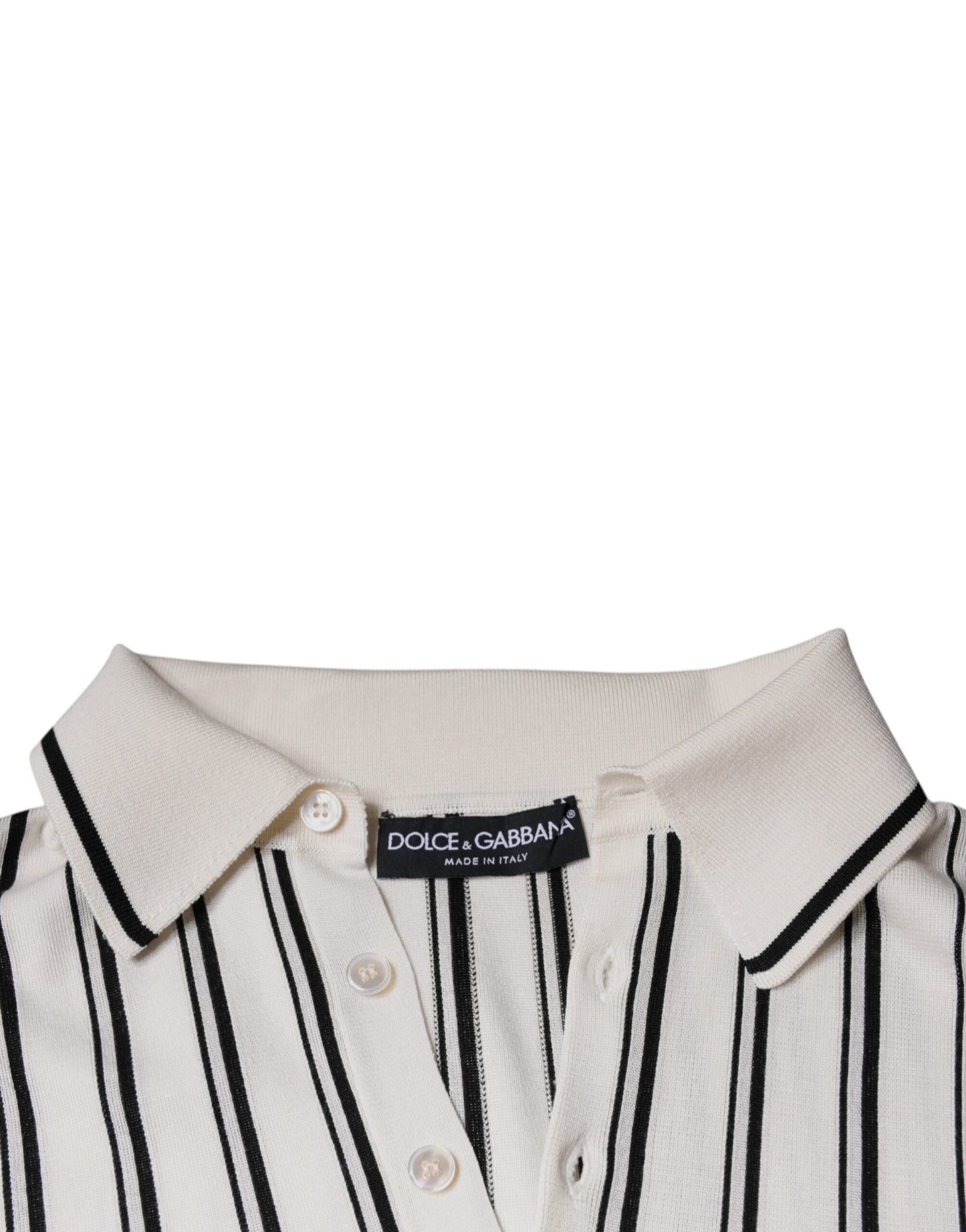 Camiseta polo de manga corta con rayas blancas y negras