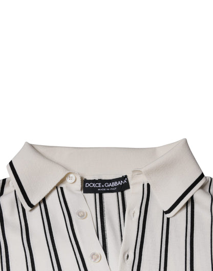 Camiseta polo de manga corta con rayas blancas y negras