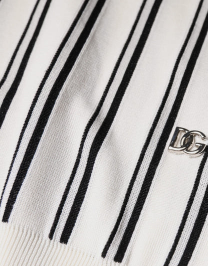 Camiseta polo de manga corta con rayas blancas y negras