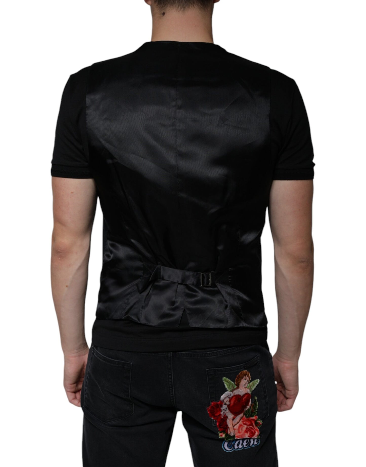 Chaleco formal de lana negra para hombre