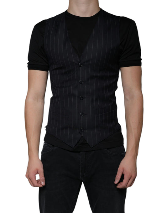 Chaleco de cuero negro para vestir formal