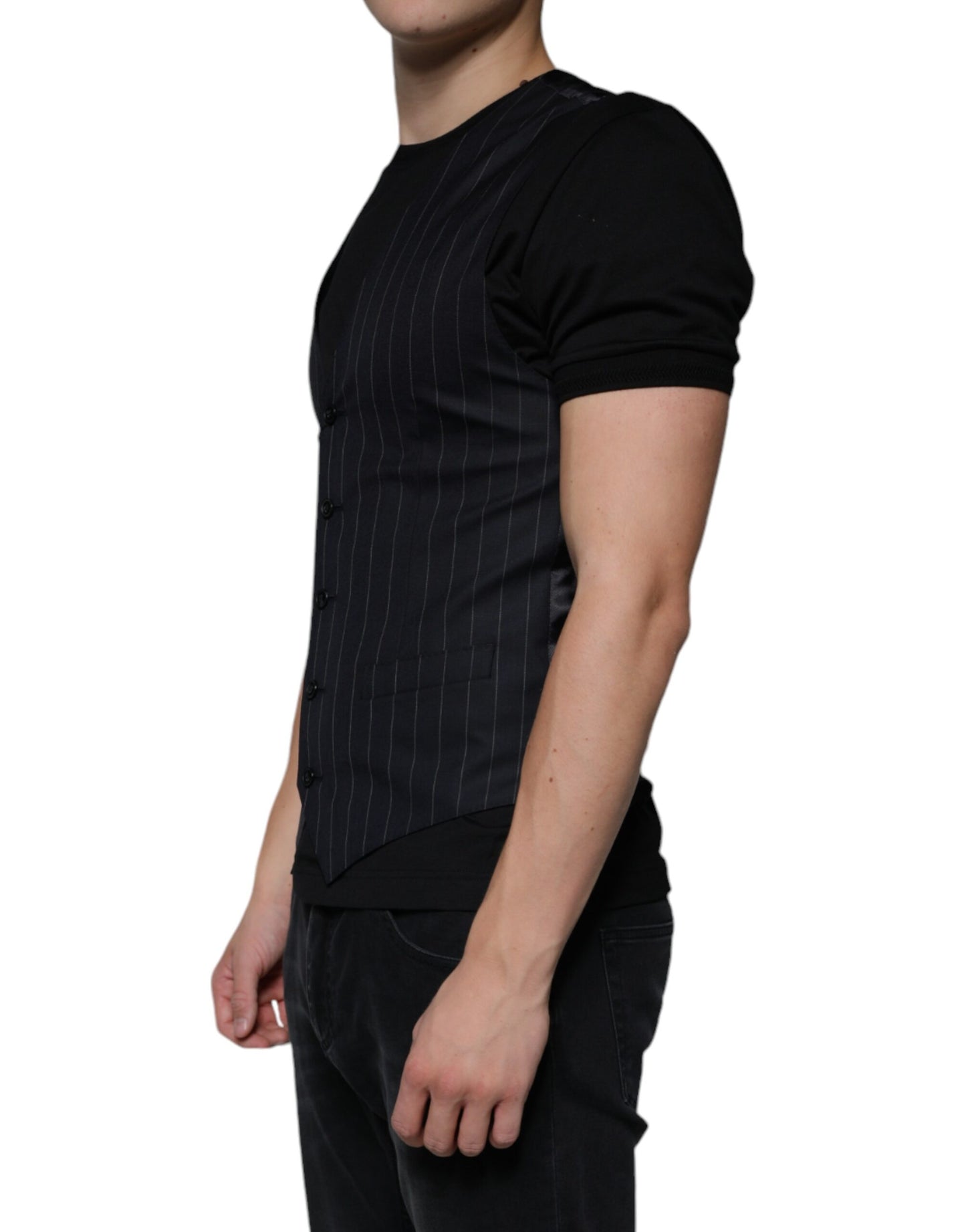 Chaleco de cuero negro para vestir formal