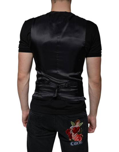Chaleco de cuero negro para vestir formal