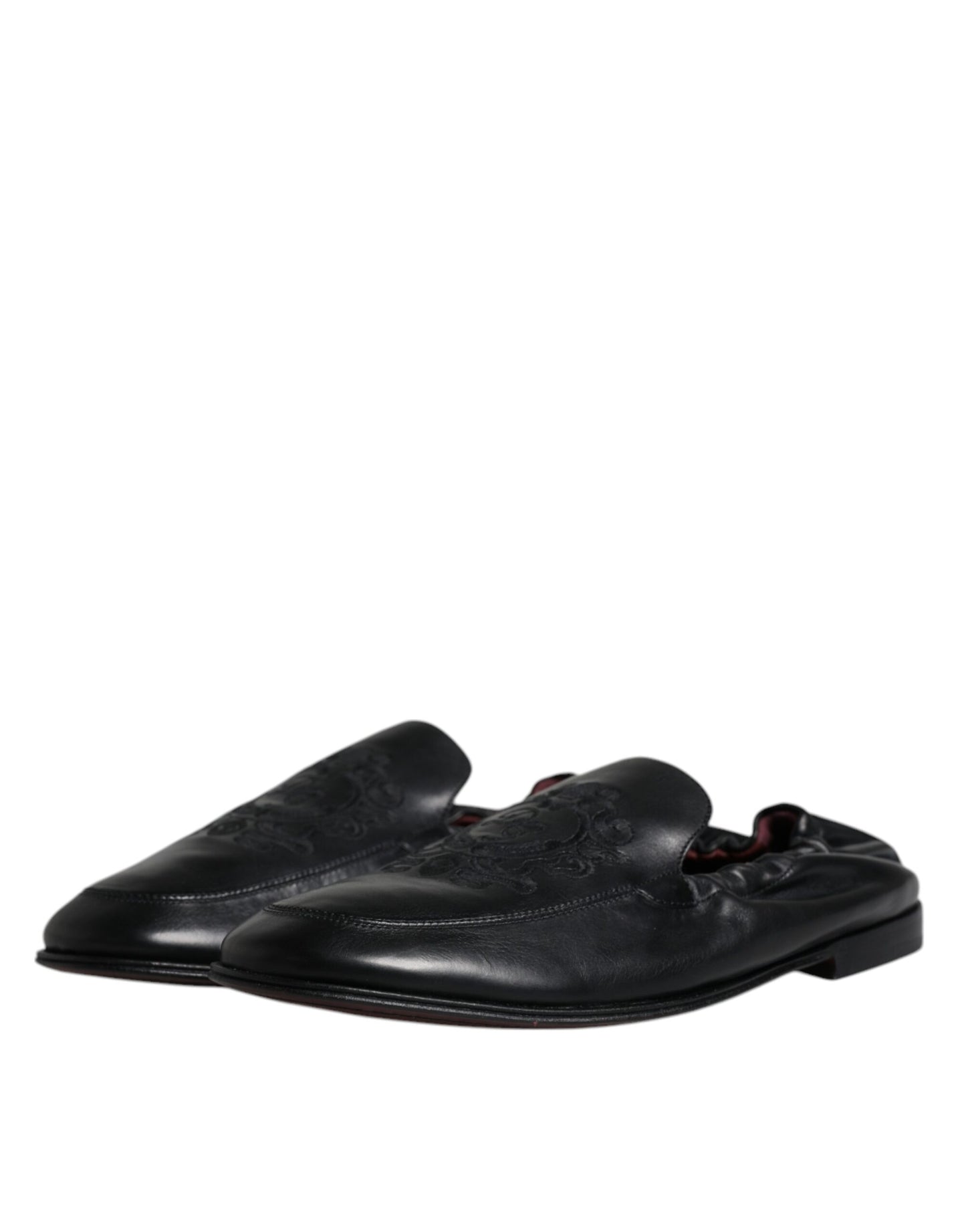 Mocasines de cuero con logotipo bordado negro para hombre