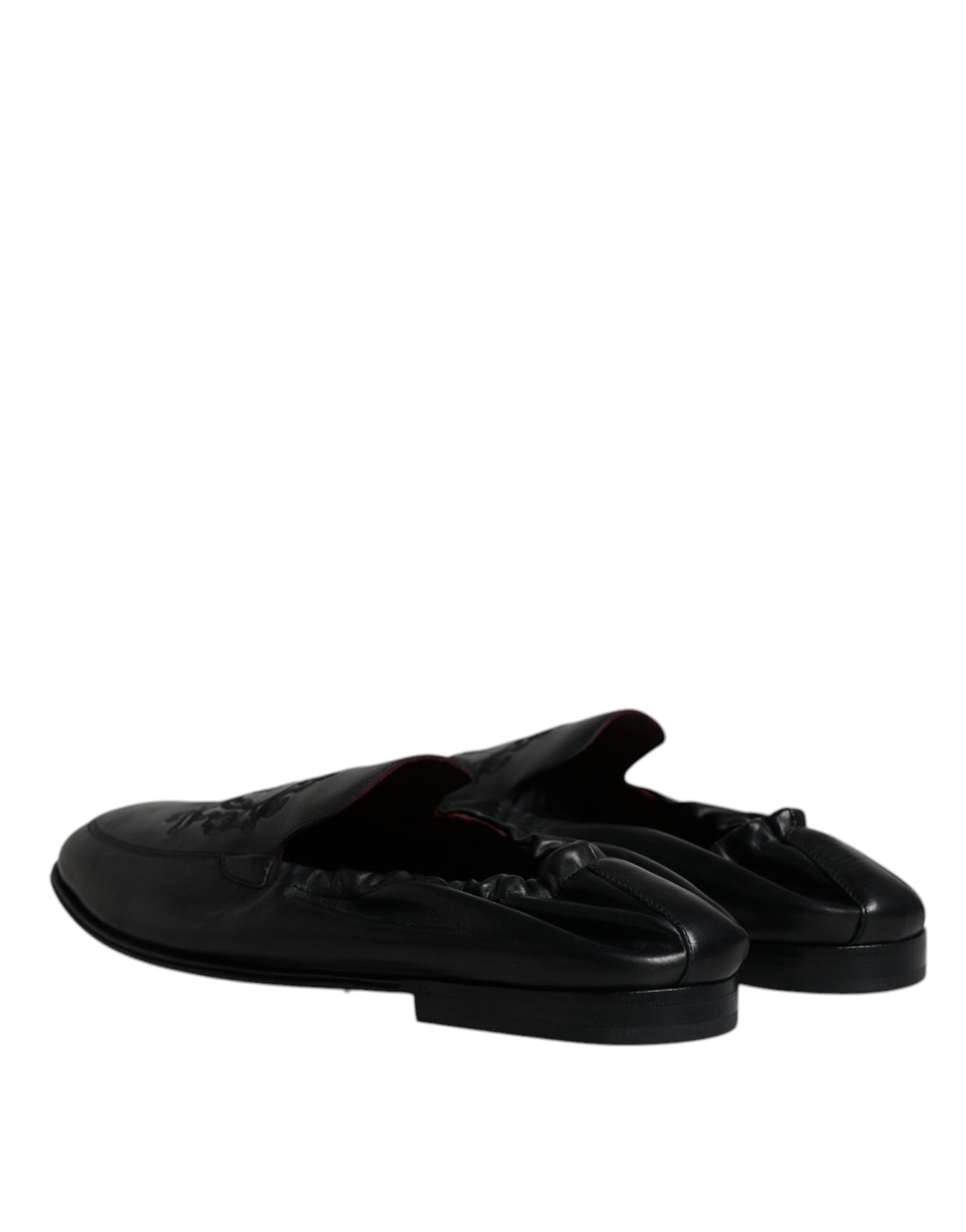 Mocasines de cuero con logotipo bordado negro para hombre