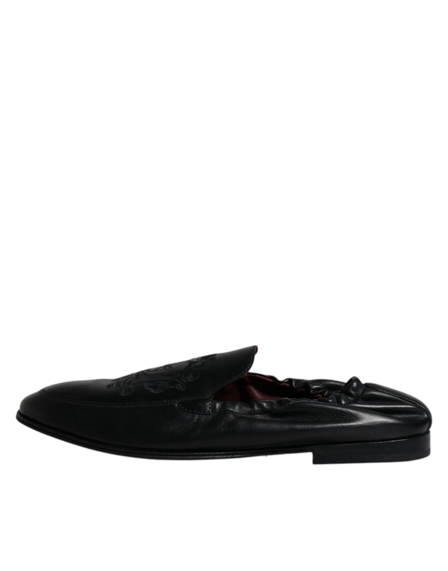 Mocasines de cuero con logotipo bordado negro para hombre