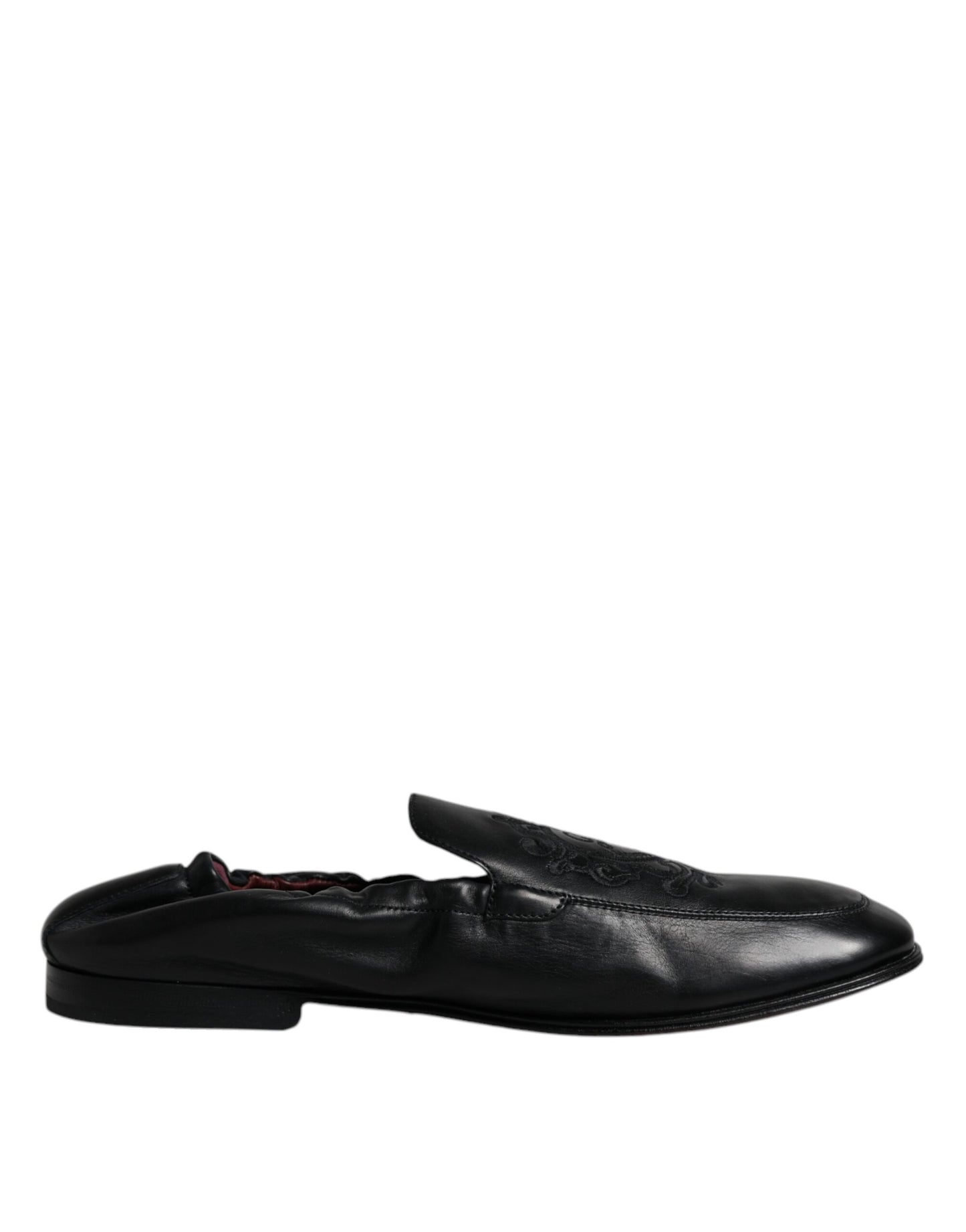 Mocasines de cuero con logotipo bordado negro para hombre