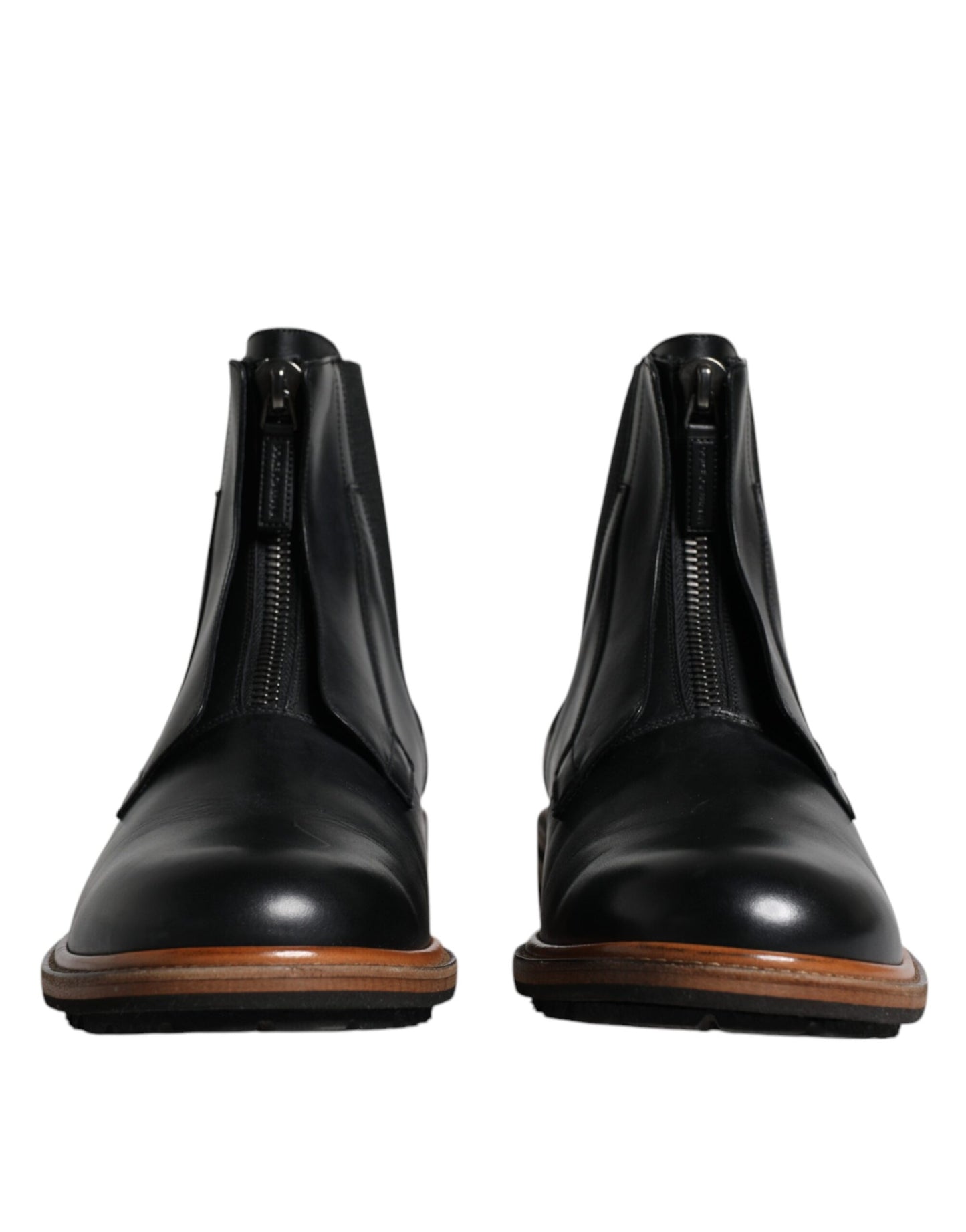 Botas Chelsea de cuero negro de media pantorrilla para hombre