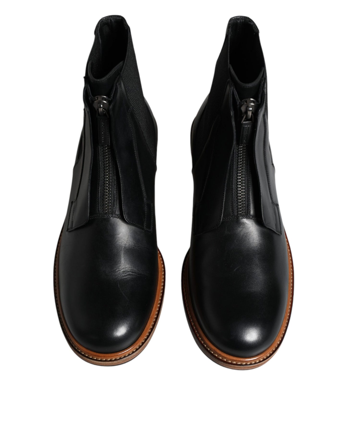 Botas Chelsea de cuero negro de media pantorrilla para hombre
