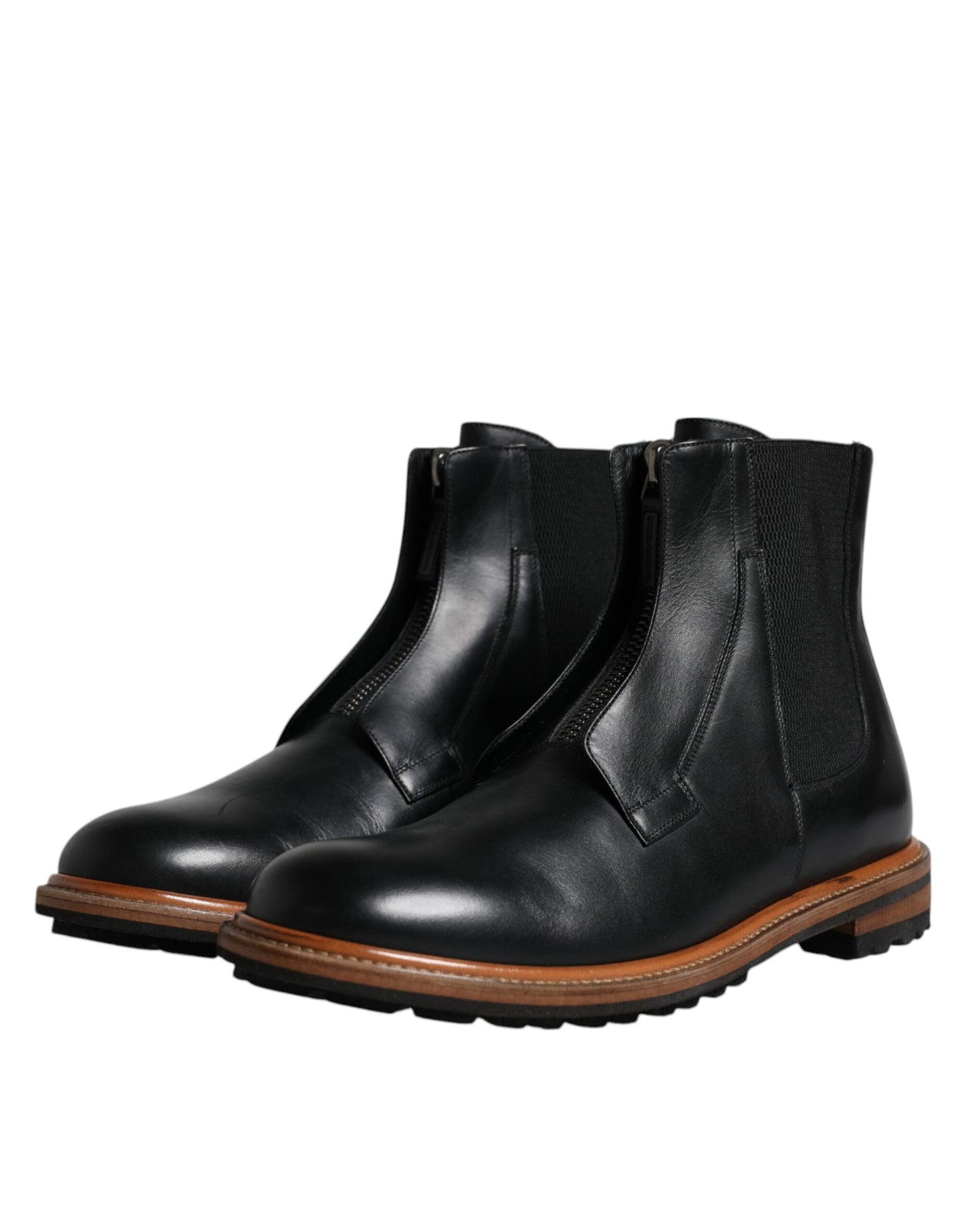 Botas Chelsea de cuero negro de media pantorrilla para hombre