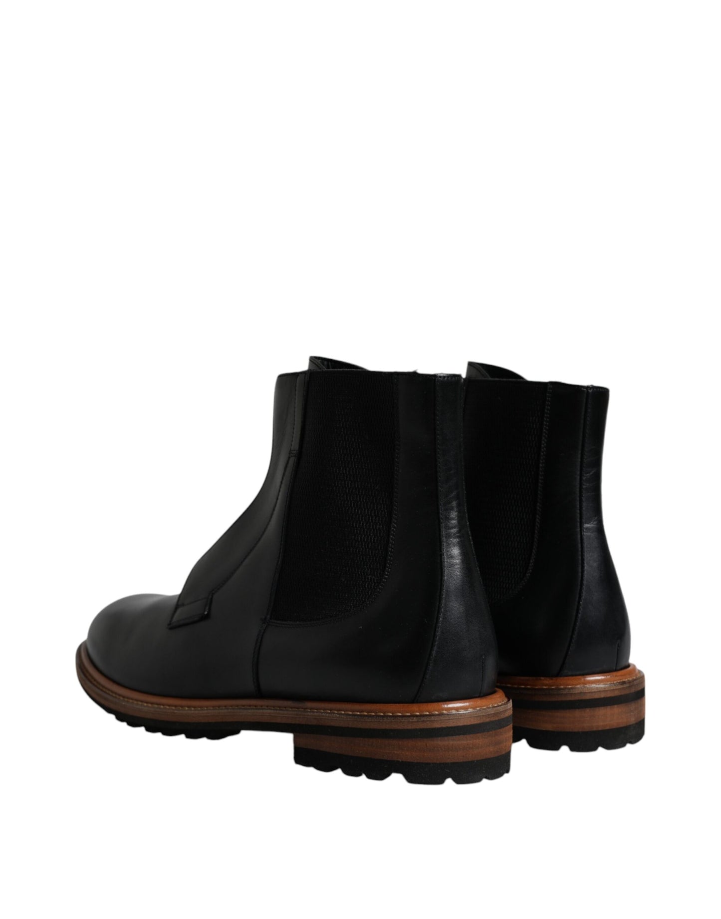 Botas Chelsea de cuero negro de media pantorrilla para hombre