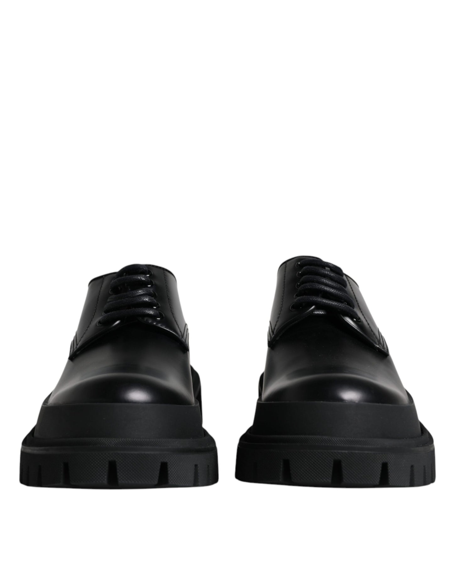 Zapatos de vestir de trekking de cuero negro con cordones
