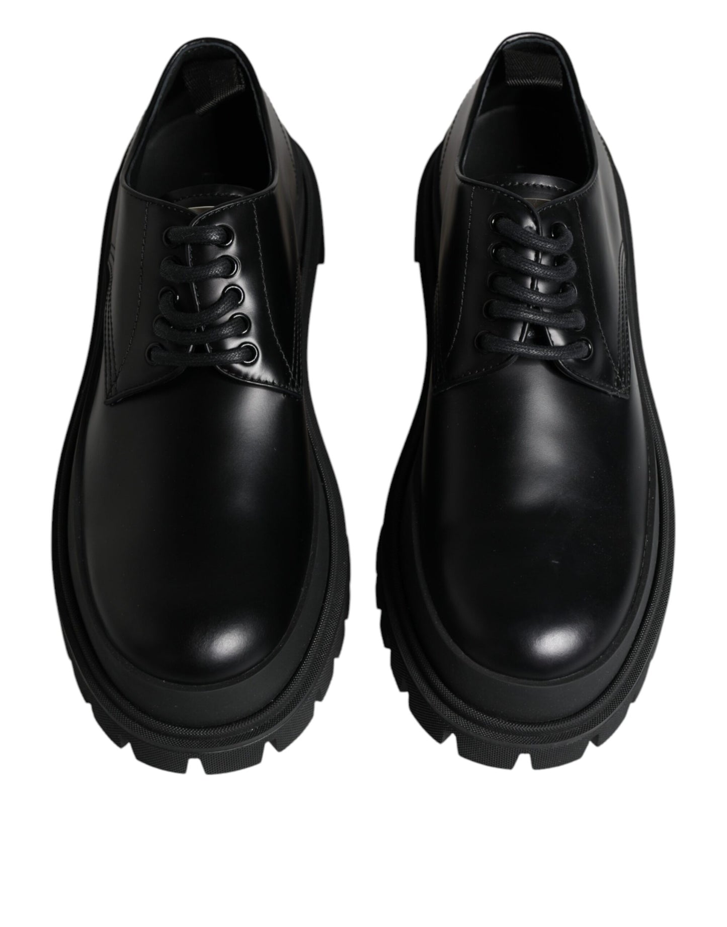 Zapatos de vestir de trekking de cuero negro con cordones