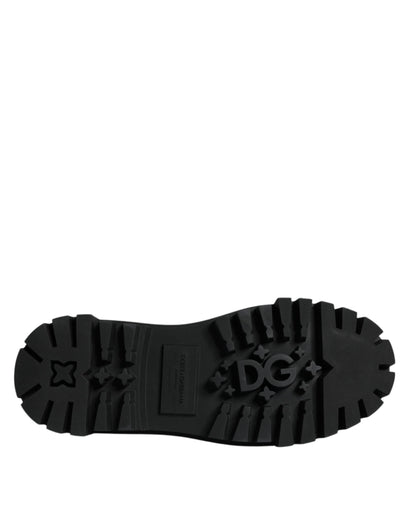 Zapatos de vestir de trekking de cuero negro con cordones