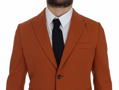 Blazer elegante informal de mezcla de algodón naranja