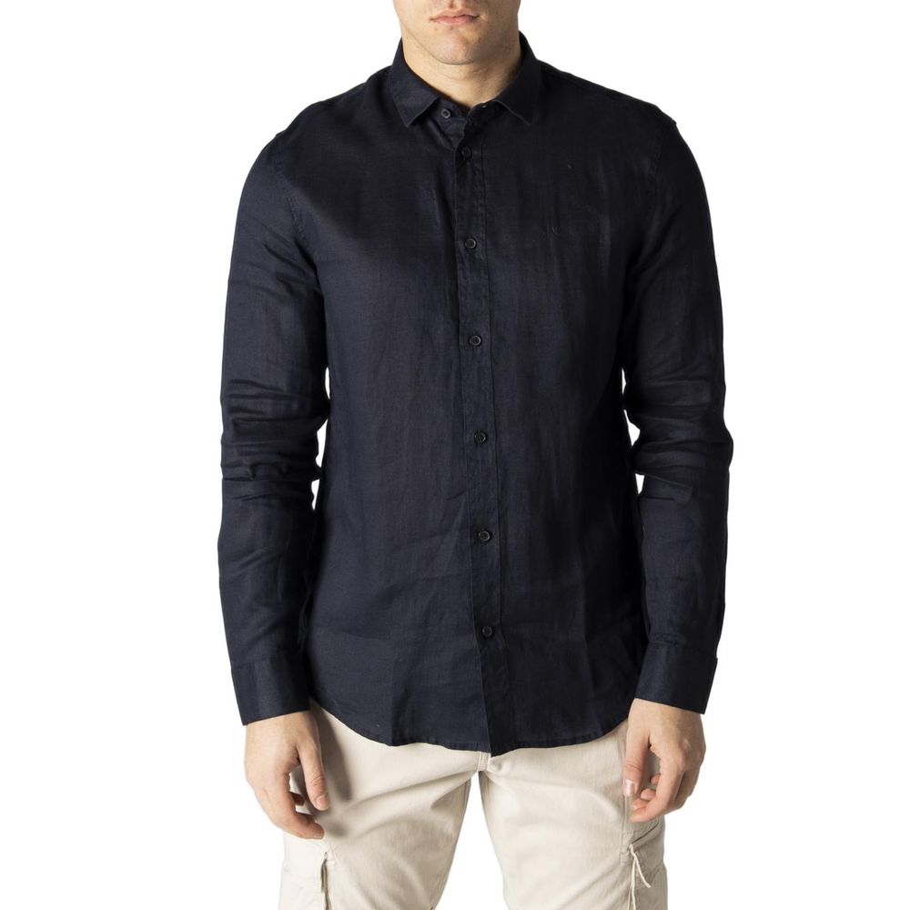 Camisa de lino azul