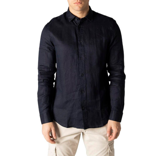 Camisa de lino azul