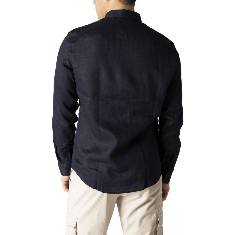 Camisa de lino azul