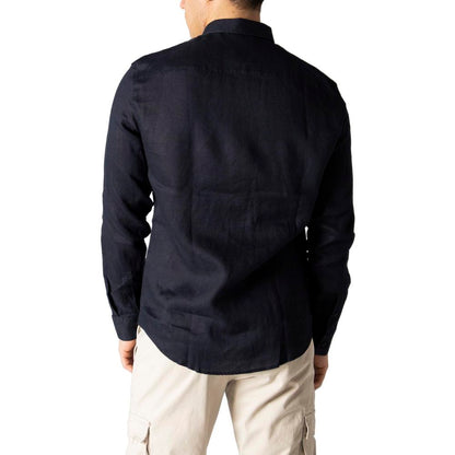 Camisa de lino azul