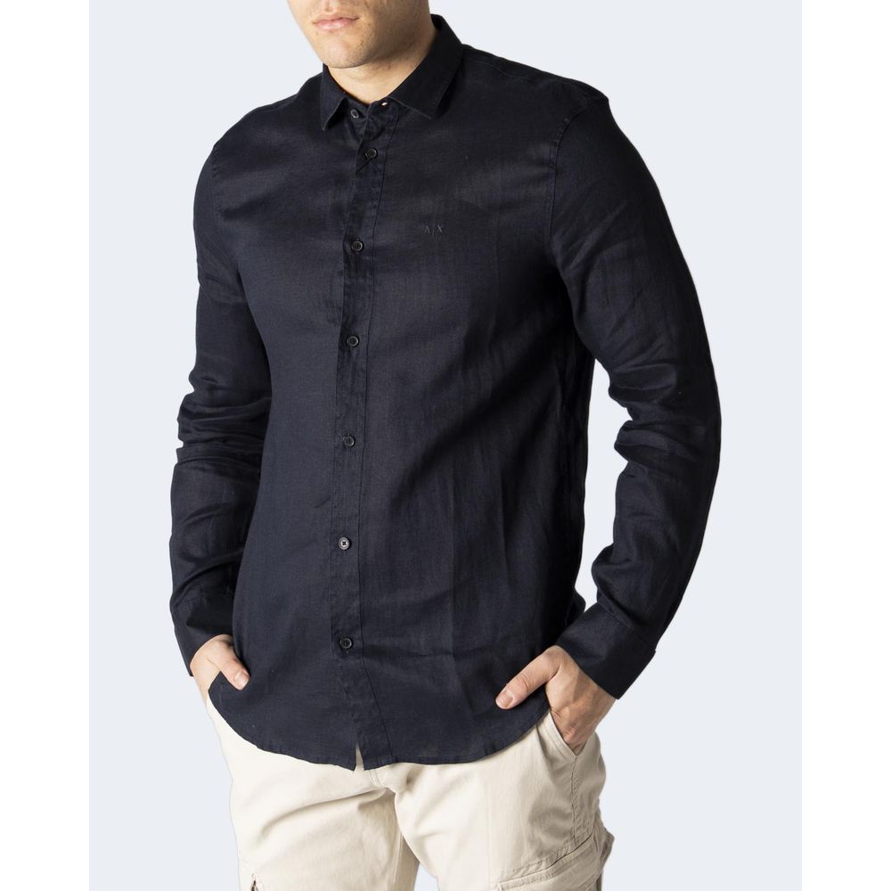 Camisa de lino azul