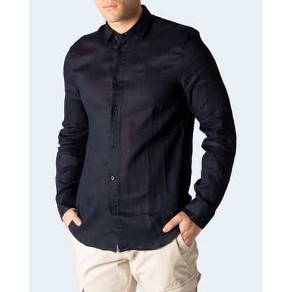 Camisa de lino azul