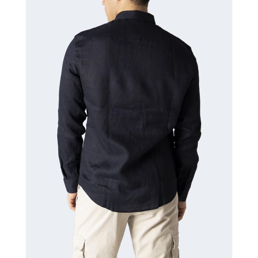 Camisa de lino azul