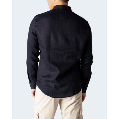 Camisa de lino azul