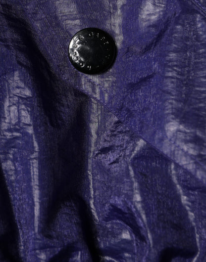Chaqueta bomber de algodón azul elástico con cremallera completa