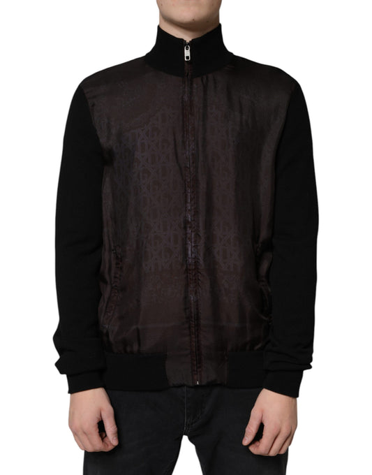 Chaqueta bomber con cremallera completa y monograma del logotipo negro