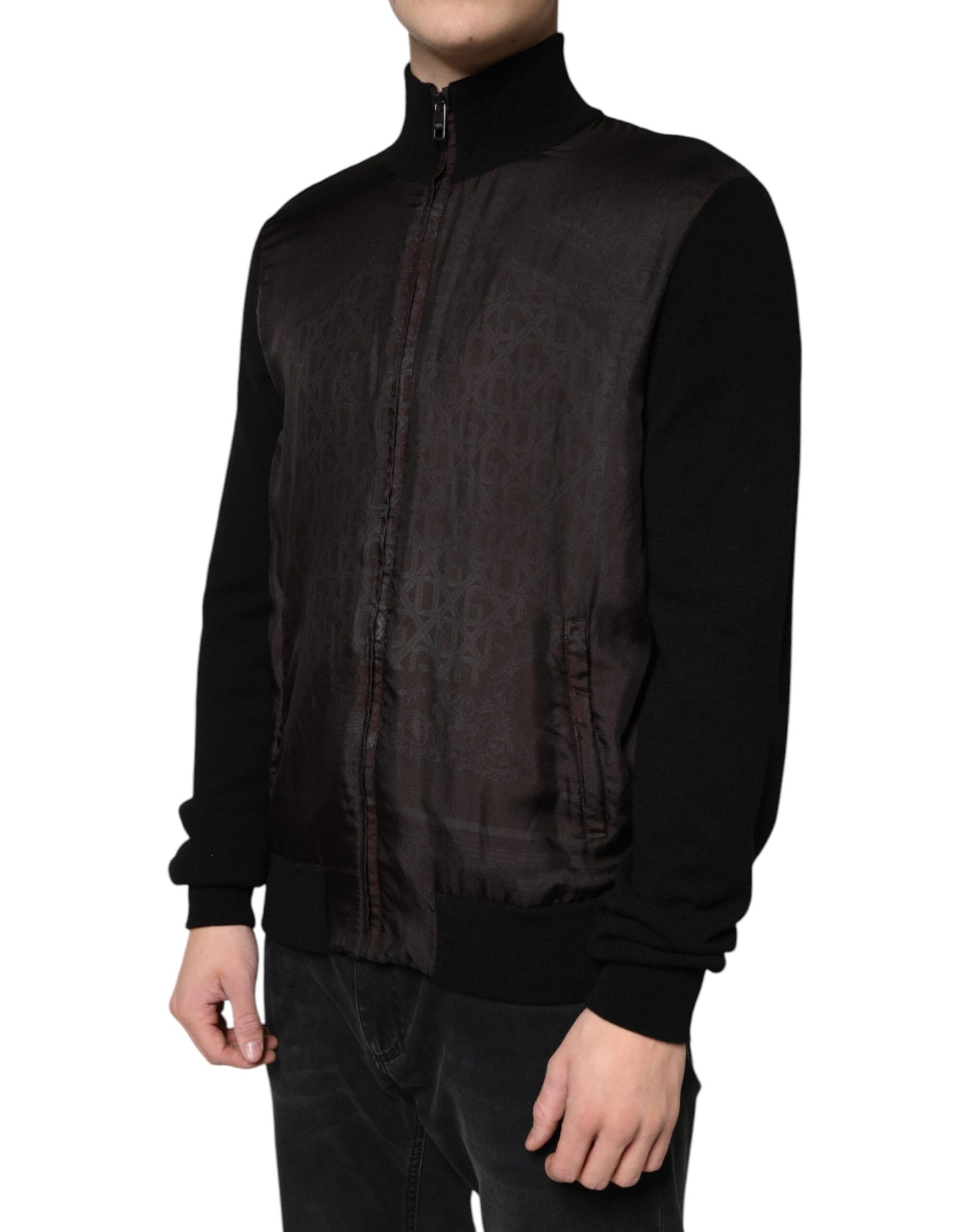 Chaqueta bomber con cremallera completa y monograma del logotipo negro