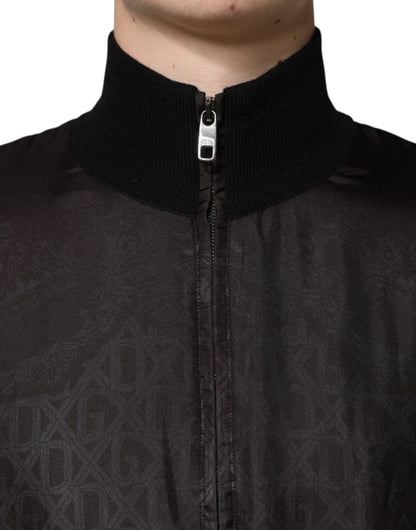Chaqueta bomber con cremallera completa y monograma del logotipo negro