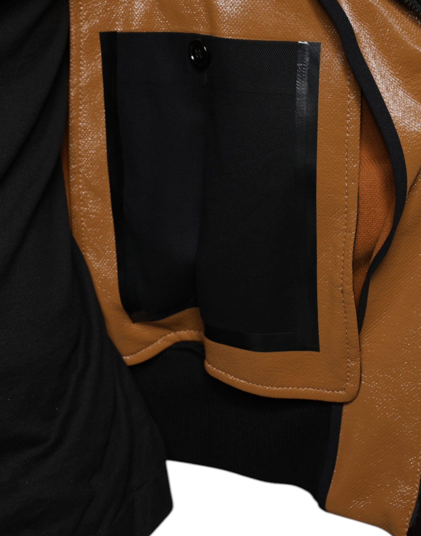 Chaqueta bomber de cuero marrón con cremallera completa para hombre