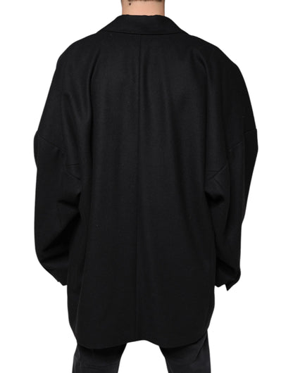 Chaqueta de lana negra cruzada para hombre