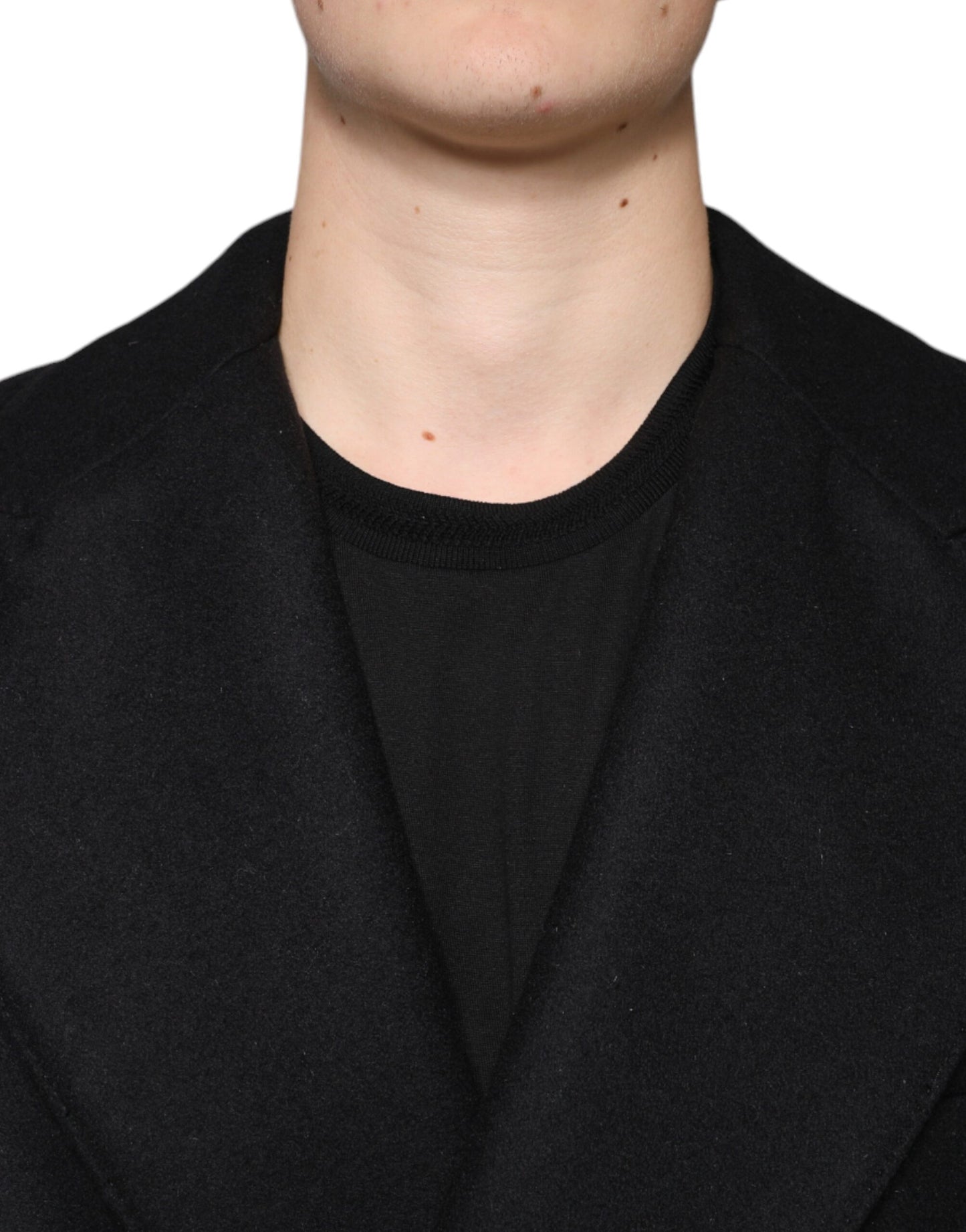Chaqueta de lana negra cruzada para hombre
