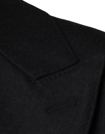 Chaqueta de lana negra cruzada para hombre