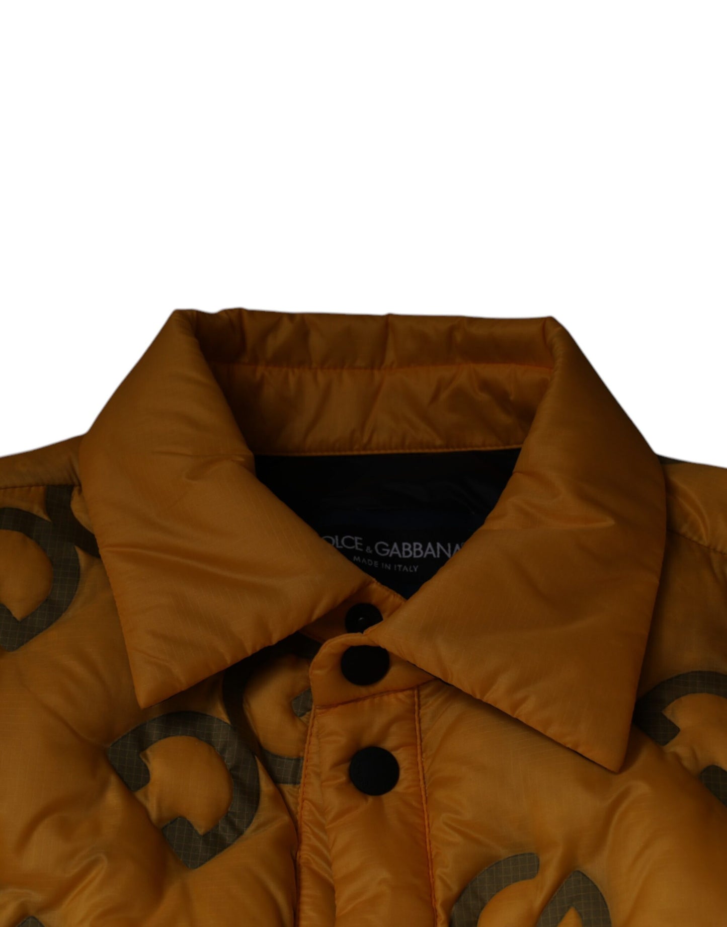 Chaqueta acolchada con botones y logo amarillo