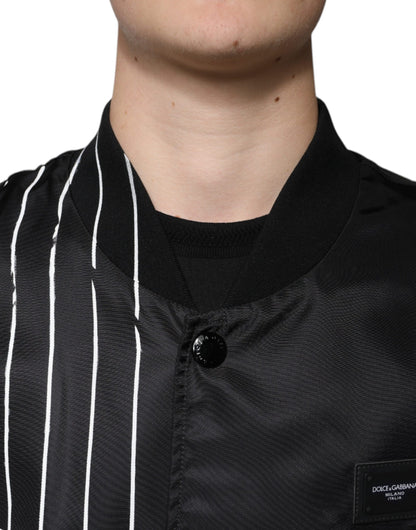 Chaqueta bomber de nailon con rayas y lunares negros