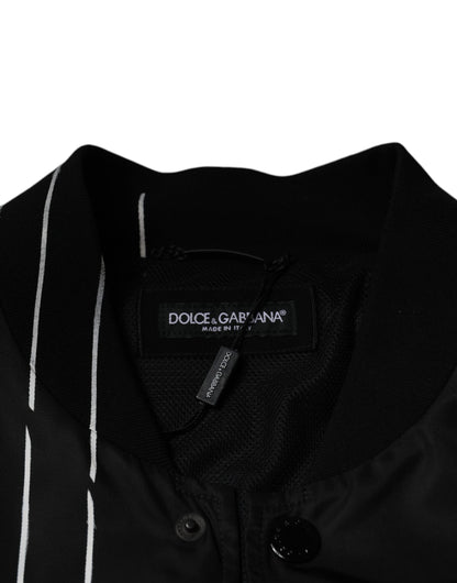 Chaqueta bomber de nailon con rayas y lunares negros