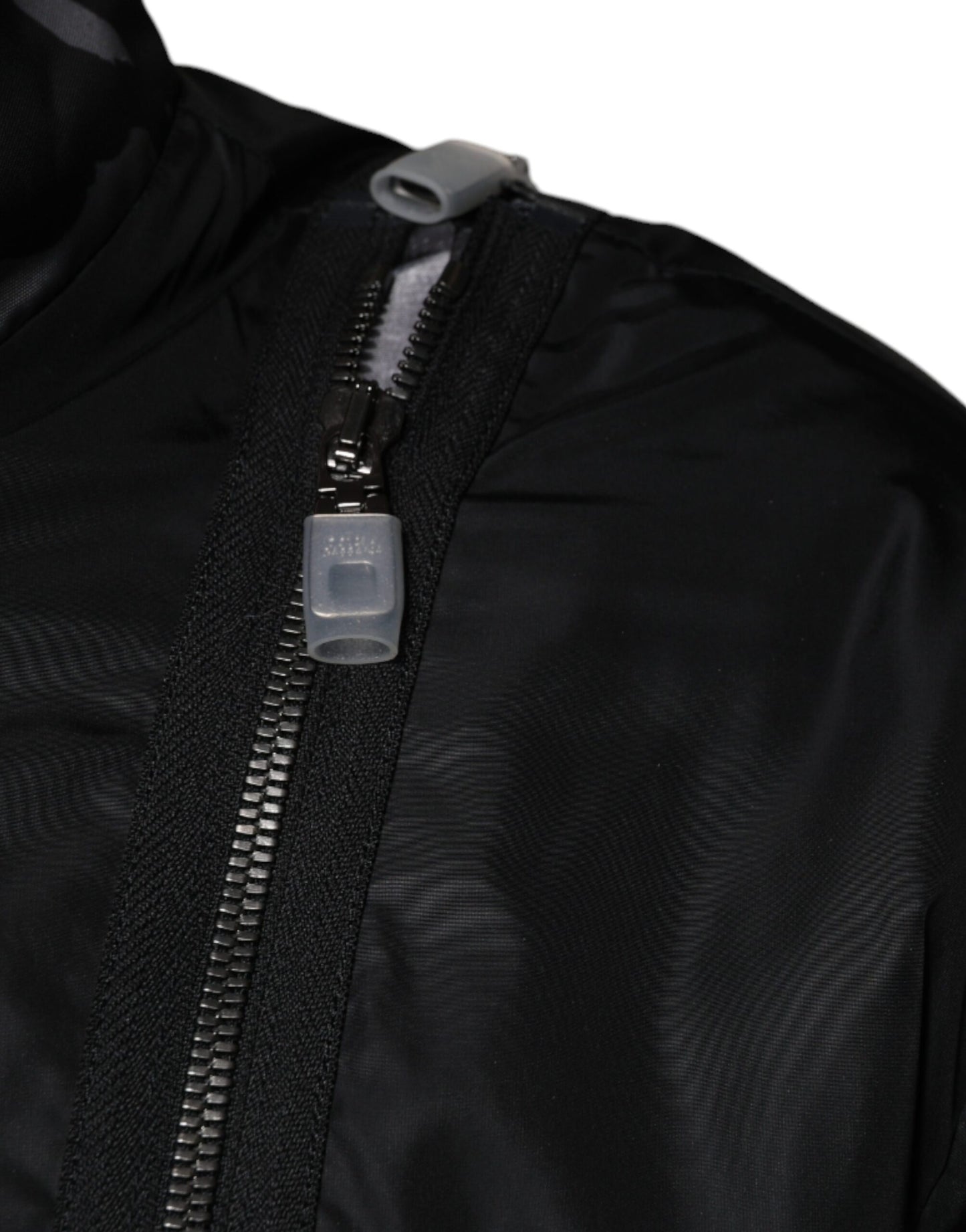 Chaqueta bomber de nailon negro con cremallera completa para hombre