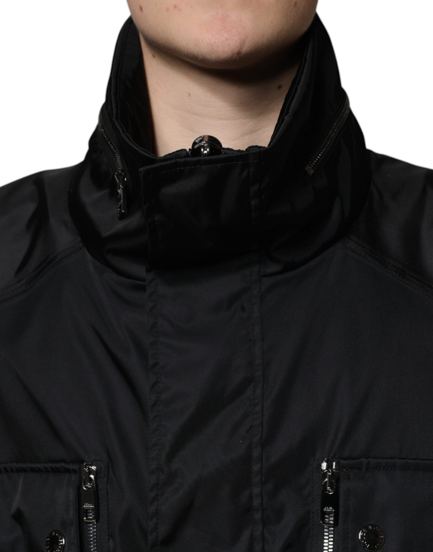 Parka de invierno de nailon negro para hombre