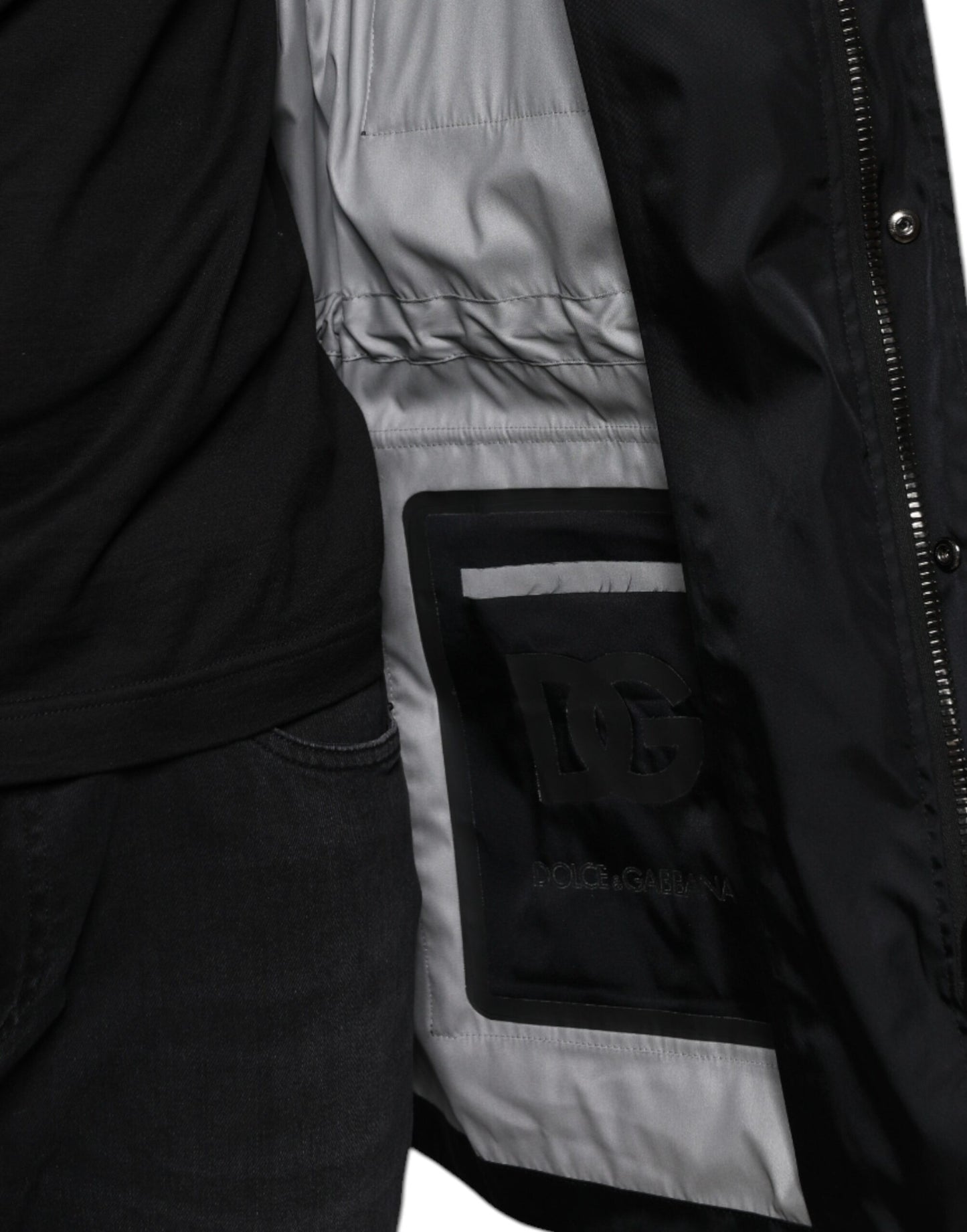 Parka de invierno de nailon negro para hombre