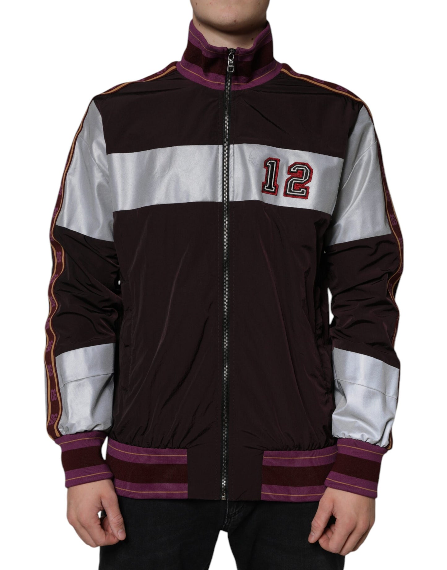 Chaqueta bomber multicolor de jersey con cremallera completa para hombre