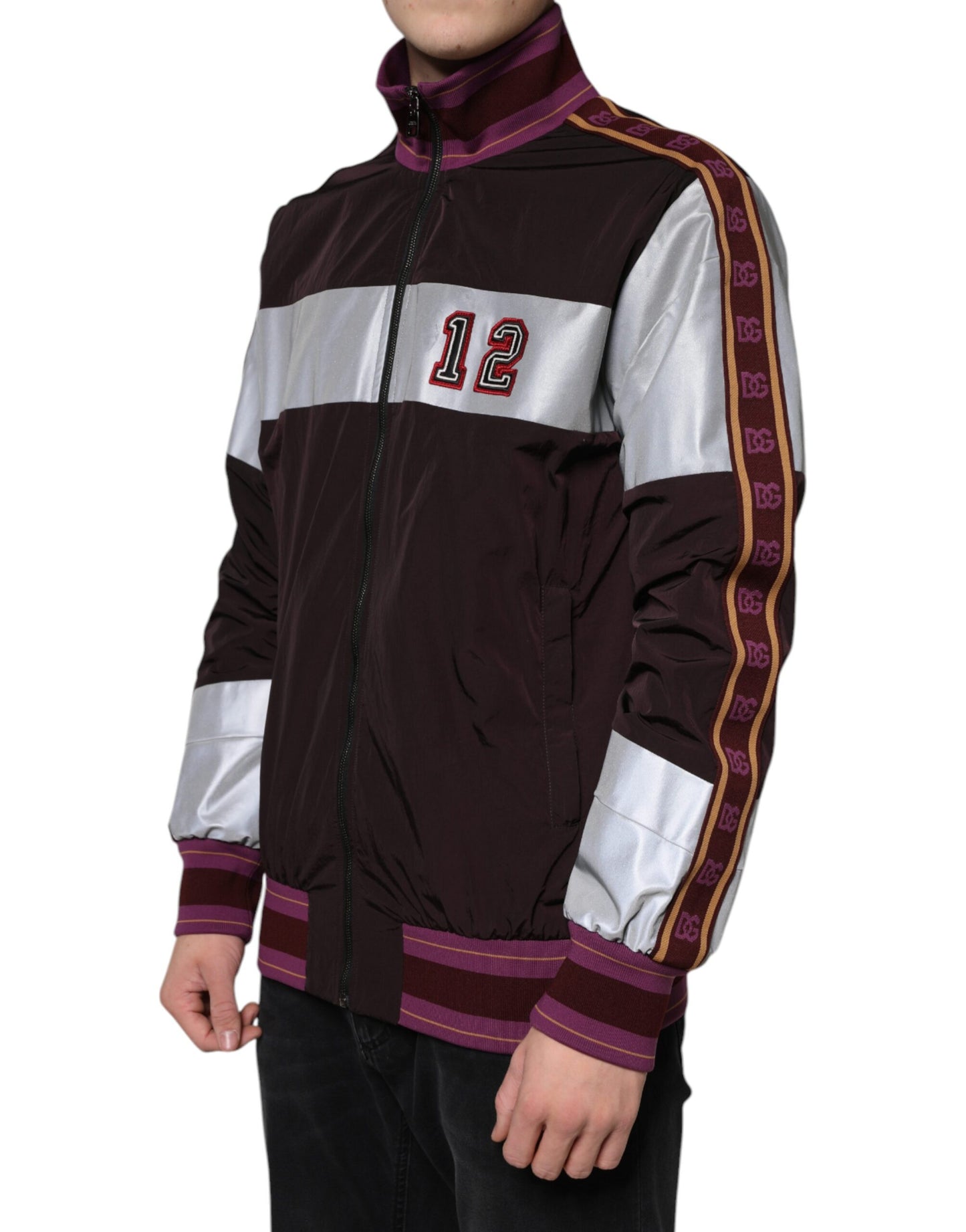Chaqueta bomber multicolor de jersey con cremallera completa para hombre