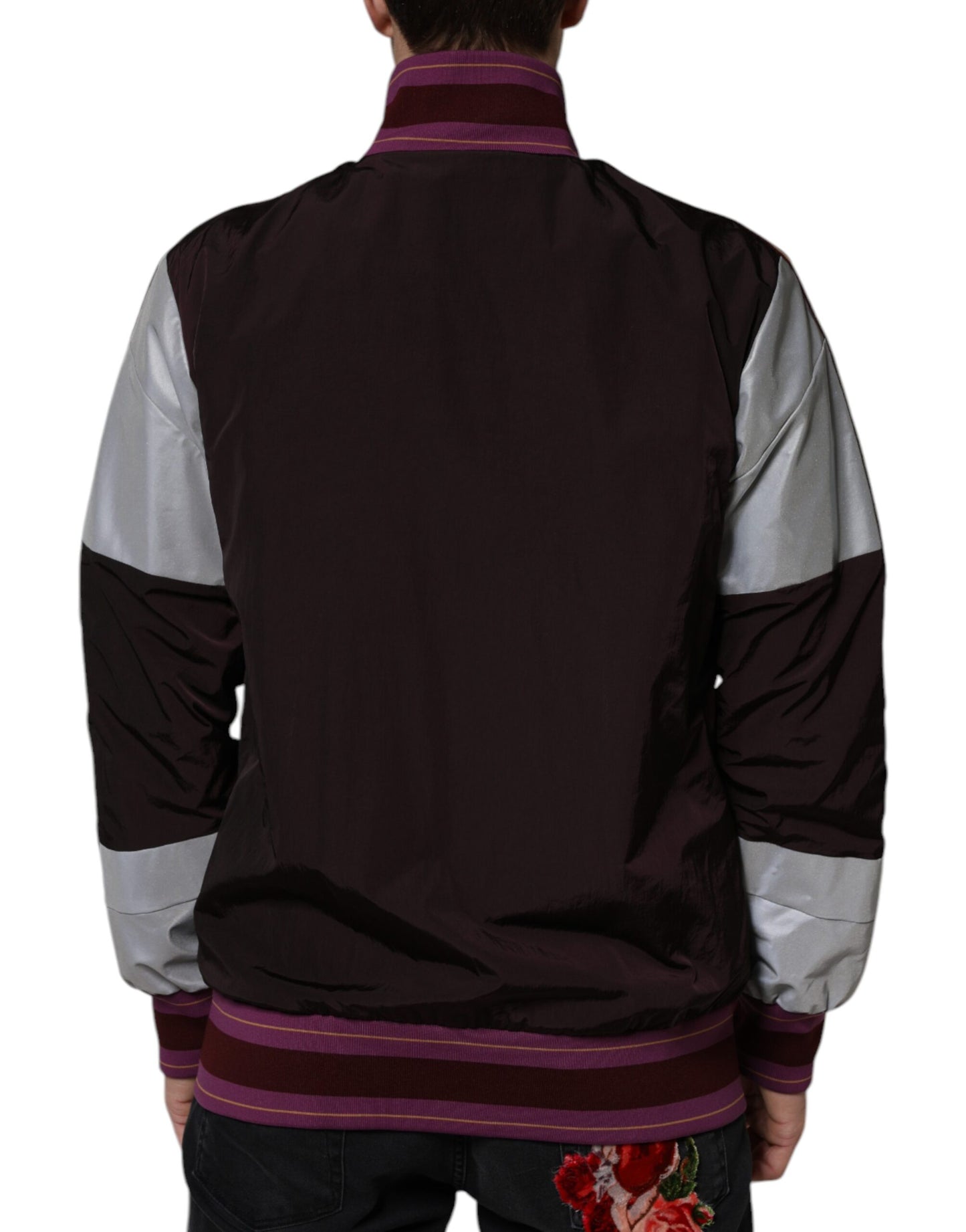 Chaqueta bomber multicolor de jersey con cremallera completa para hombre