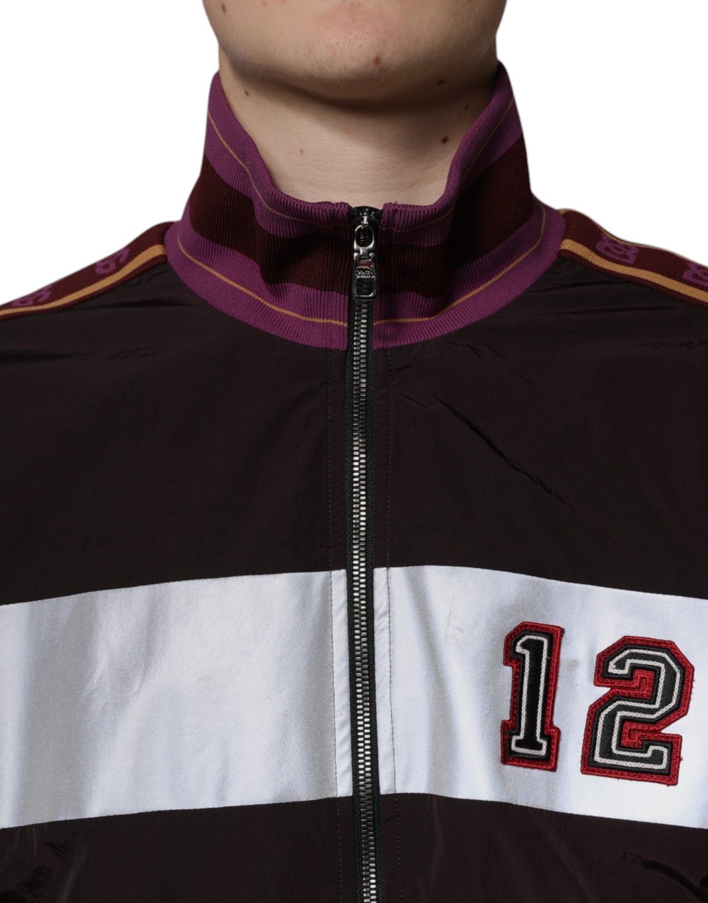 Chaqueta bomber multicolor de jersey con cremallera completa para hombre